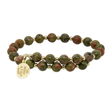 Load image into Gallery viewer, Wind & Fire Unakite and Gold-Filled Beads Wrap
