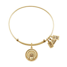 Load image into Gallery viewer, Wind & Fire Claddagh Gold Expandable Charm Bangle