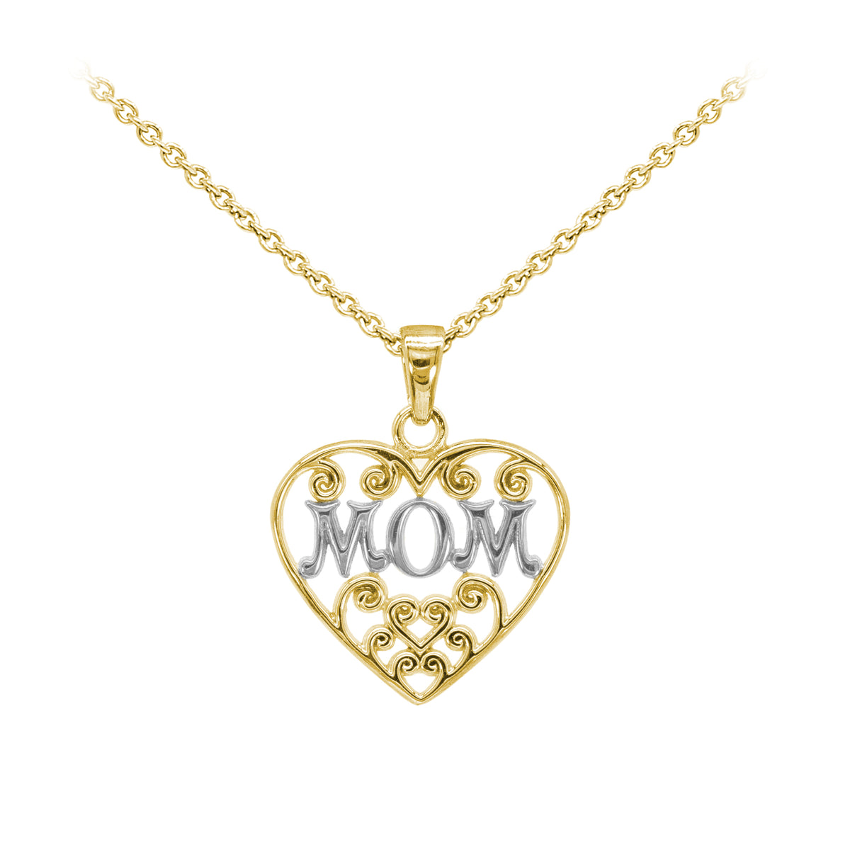 Wind & Fire Mom Heart 2-Tone Dainty Necklace