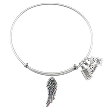 Load image into Gallery viewer, Wind & Fire Angel Wing Charm Bangle in Silver