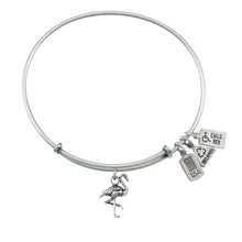 Load image into Gallery viewer, Wind & Fire Flamingo Charm Bangle in Silver