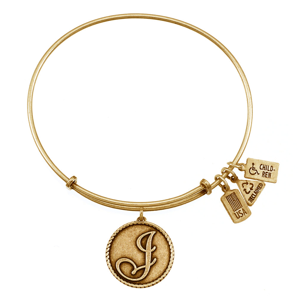 Letter Z - Expandable Bangle Charm Bracelet in Gold