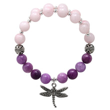 Load image into Gallery viewer, Wind & Fire Dragonfly & Rose/Purple Quartz Charm Wrap