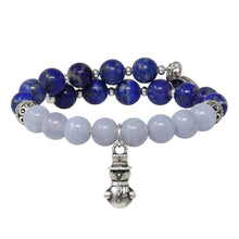 Load image into Gallery viewer, Wind & Fire Snowman & Lapis Beaded Charm Wrap