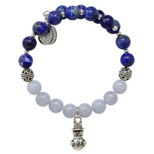 Load image into Gallery viewer, Wind &amp; Fire Snowman &amp; Lapis Beaded Charm Wrap
