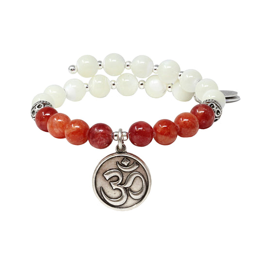 Wind & Fire Om & Coral Quartz/Mother-of-Pearl Charm Wrap