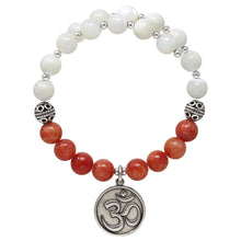 Load image into Gallery viewer, Wind & Fire Om & Coral Quartz/Mother-of-Pearl Charm Wrap