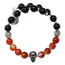 Load image into Gallery viewer, Wind &amp; Fire Skull &amp; Amber/Onyx Beaded Charm Wrap
