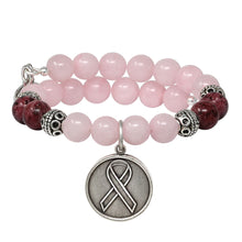 Load image into Gallery viewer, Wind & Fire Awareness Ribbon & Rose Quartz Beaded Charm Wrap