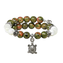 Load image into Gallery viewer, Wind &amp; Fire Turtle &amp; Unakite Charm Wrap

