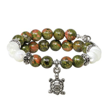 Load image into Gallery viewer, Wind & Fire Turtle & Unakite Charm Wrap