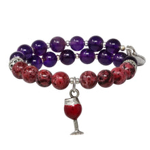 Load image into Gallery viewer, Wind &amp; Fire Red Wine Glass &amp; Rhodonite Beaded Charm Wrap
