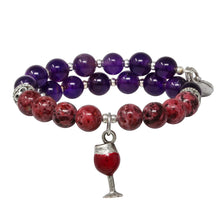 Load image into Gallery viewer, Wind & Fire Red Wine Glass & Rhodonite Beaded Charm Wrap