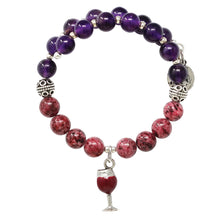 Load image into Gallery viewer, Wind & Fire Red Wine Glass & Rhodonite Beaded Charm Wrap