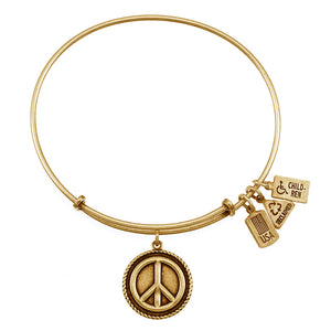 Wind & Fire Peace Symbol Charm Bangle