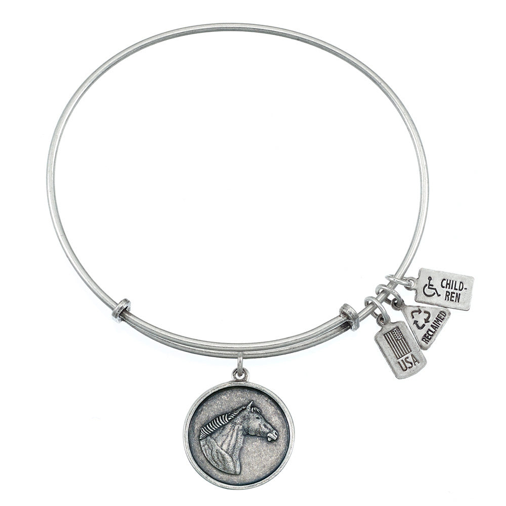 Farm Animal Charm Bangle Bracelet – Expandable Silver – Tractor Cow Pig Horse Sheep – Handmade USA