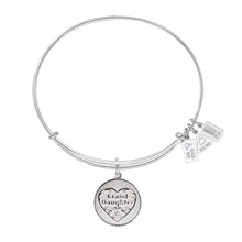 Load image into Gallery viewer, Wind &amp; Fire Granddaughter Filigree Heart Charm Bangle
