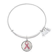 Load image into Gallery viewer, Wind & Fire Pink Awareness Ribbon Charm Bangle