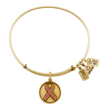 Load image into Gallery viewer, Wind & Fire Pink Awareness Ribbon Charm Bangle