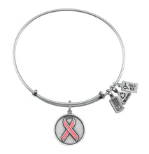 Load image into Gallery viewer, Wind & Fire Pink Awareness Ribbon Charm Bangle