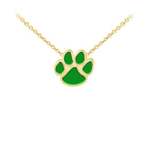 Load image into Gallery viewer, Wind and Fire Green Enameled Paw Print Sterling Silver Dainty Necklace
