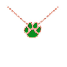 Load image into Gallery viewer, Wind and Fire Green Enameled Paw Print Sterling Silver Dainty Necklace
