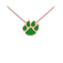 Load image into Gallery viewer, Wind and Fire Green Enameled Paw Print Sterling Silver Dainty Necklace