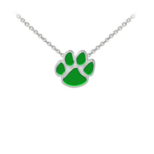 Load image into Gallery viewer, Wind and Fire Green Enameled Paw Print Sterling Silver Dainty Necklace