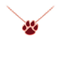 Load image into Gallery viewer, Wind and Fire Maroon Enameled Paw Print Sterling Silver Dainty Necklace