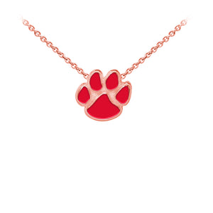 Wind and Fire Red Enameled Paw Print Sterling Silver Dainty Necklace