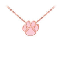 Load image into Gallery viewer, Wind and Fire Pink Enameled Paw Print Sterling Silver Dainty Necklace
