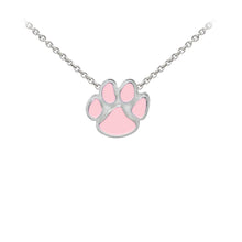 Load image into Gallery viewer, Wind and Fire Pink Enameled Paw Print Sterling Silver Dainty Necklace