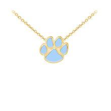 Load image into Gallery viewer, Wind and Fire Light Blue Enameled Paw Print Sterling Silver Dainty Necklace