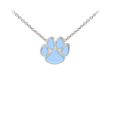Load image into Gallery viewer, Wind and Fire Light Blue Enameled Paw Print Sterling Silver Dainty Necklace