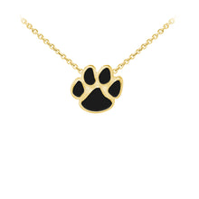 Load image into Gallery viewer, Wind and Fire Black Enameled Paw Print Sterling Silver Dainty Necklace