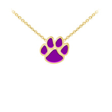Load image into Gallery viewer, Wind and Fire Purple Enameled Paw Print Sterling Silver Dainty Necklace