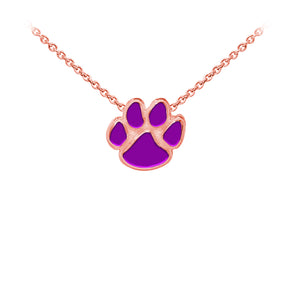 Wind and Fire Purple Enameled Paw Print Sterling Silver Dainty Necklace