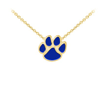 Load image into Gallery viewer, Wind and Fire Royal Blue Enameled Paw Print Sterling Silver Dainty Necklace