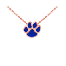 Load image into Gallery viewer, Wind and Fire Royal Blue Enameled Paw Print Sterling Silver Dainty Necklace