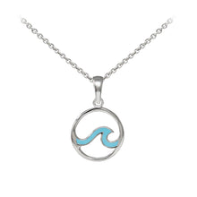 Load image into Gallery viewer, Wind & Fire Enameled Outline Wave Sterling Silver Dainty Necklace