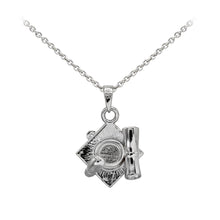 Load image into Gallery viewer, Wind &amp; Fire Sterling Silver 2022 Graduation Cap Charm Necklace Back

