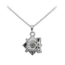 Load image into Gallery viewer, Wind & Fire Sterling Silver 2022 Graduation Cap Charm Necklace Back
