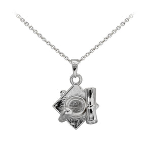 Wind & Fire Sterling Silver 2022 Graduation Cap Charm Necklace Back