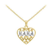 Load image into Gallery viewer, Mama Filigree Heart Two-Tone Sterling Silver Dainty Necklace
