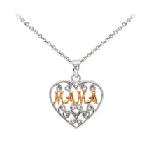 Load image into Gallery viewer, Mama Filigree Heart Two-Tone Sterling Silver Dainty Necklace
