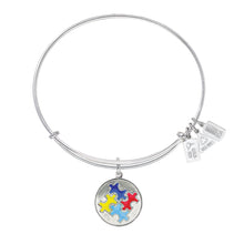 Load image into Gallery viewer, Wind & Fire Autism Enameled Puzzle Piece Charm Bangle