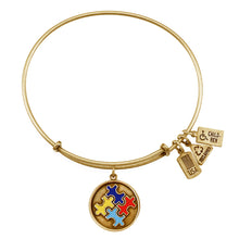 Load image into Gallery viewer, Wind & Fire Autism Enameled Puzzle Piece Charm Bangle