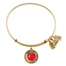 Load image into Gallery viewer, Wind & Fire Teacher w/Red Enameled Apple Charm Bangle