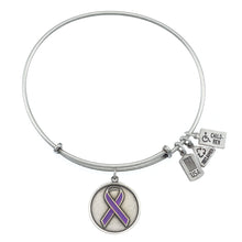 Load image into Gallery viewer, Wind & Fire Purple Awareness Ribbon Charm Bangle