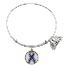 Load image into Gallery viewer, Wind & Fire Blue Awareness Ribbon Charm Bangle